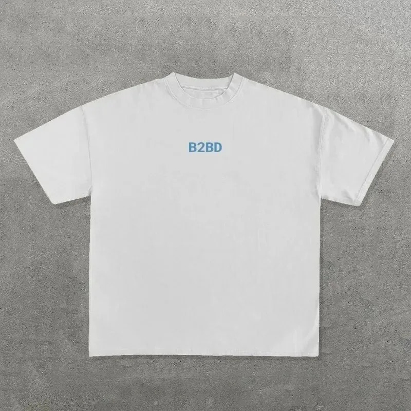 European and American Harajuku hiphop retro letter printing oversized short sleeved top for mens Y2k summer streetwear women 250326