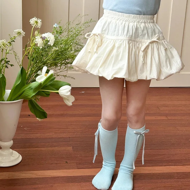 Girls Flower Bud Half Body Skirt Summer Trendy Childrens Sweet and Cute Bow Short Skirt 250326
