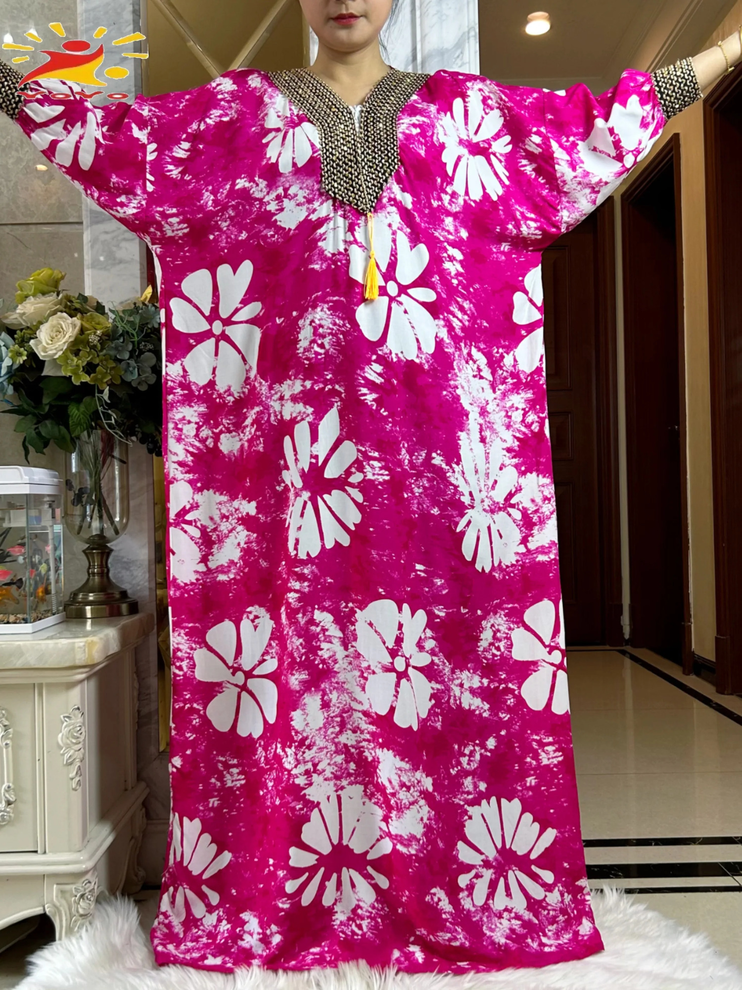 Muslim Abayas Womens Ramadan Fashion Set Cotton Tie Dye Cloth Loose Robe 210x150cm Oversized Scarf 250326