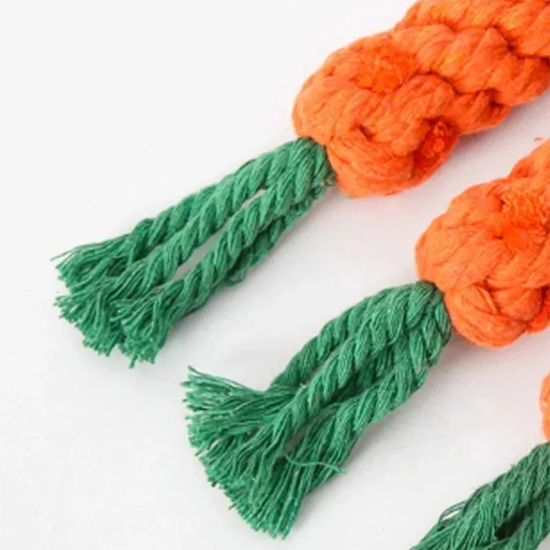 Dog Bite Rope Pet Dog Carrot Toys Cartoon Chew Toys Durable Braided Bite Resistant Puppy Molar Cleaning Teeth Cotton Rope