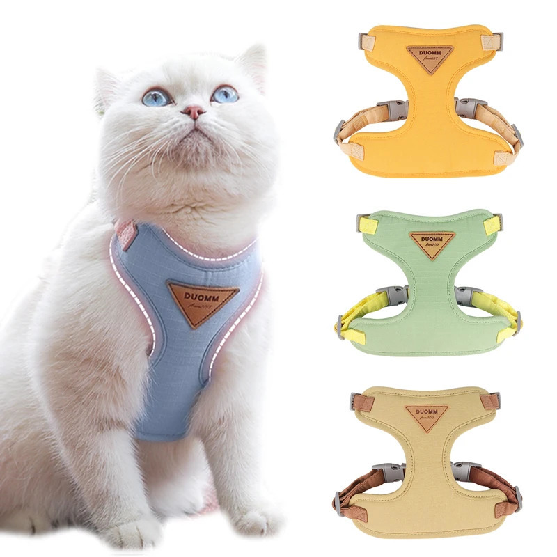 Cat Harness Leash Set Adjustable Puppy Harness Vest Escape Proof Kitten Chest Strap Chihuahua Pug Outdoor Walking Lead Leash 250326