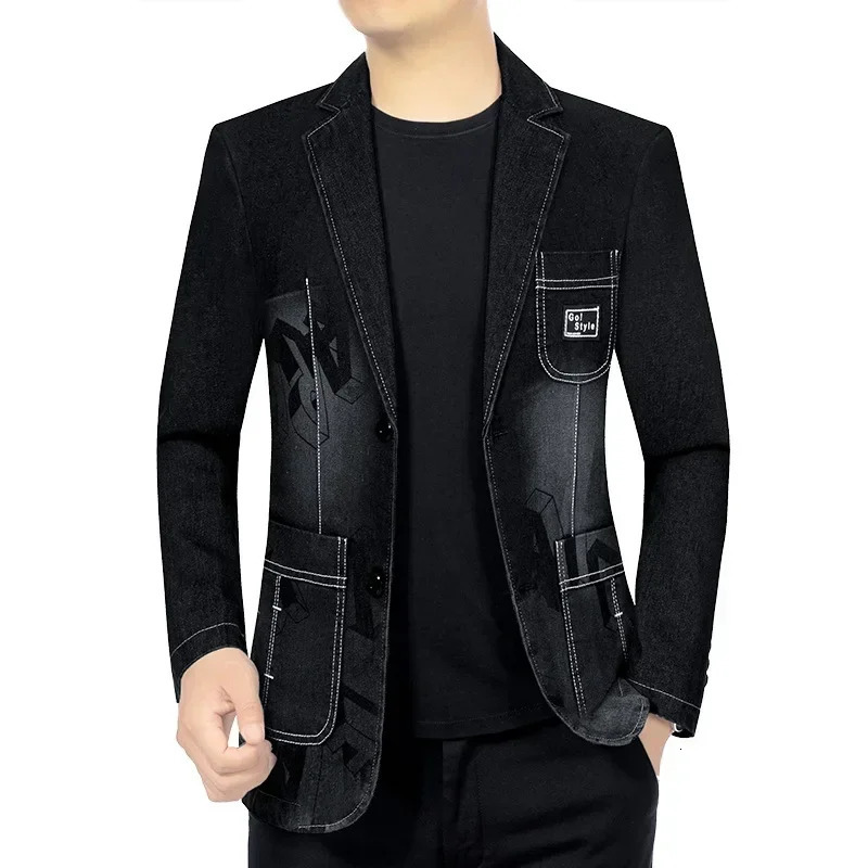 fashion mens casual denim jacket highquality suit ultrathin suitable size 4XL 250326