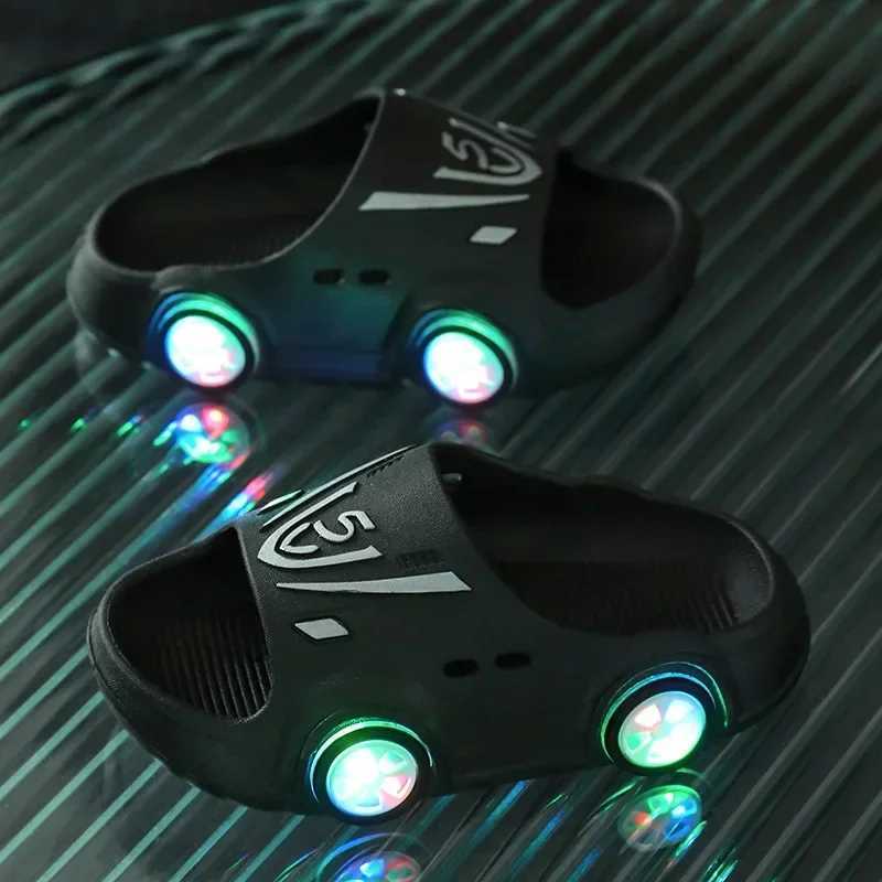 Slipper Childrens luminous slider summer indoor cartoon car girls shoes soft anti slip boys beach shoes fashionable outdoor childrens LED slider S2532