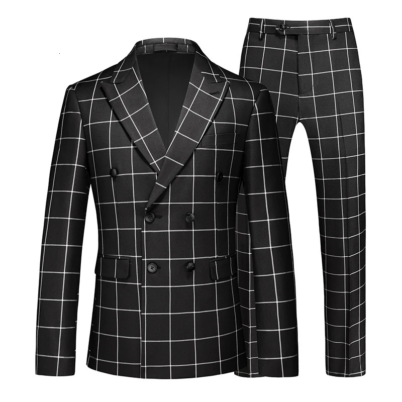 White striped mens twopiece set double breasted ultrathin dress jacket with clothing wedding party 250326
