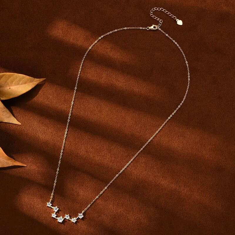 Anziw The Big Dipper Necklace Star D Moissasnite Pendant for Women Real S925 Silver Adjustable Chain Wedding Charm Jewelry Gift