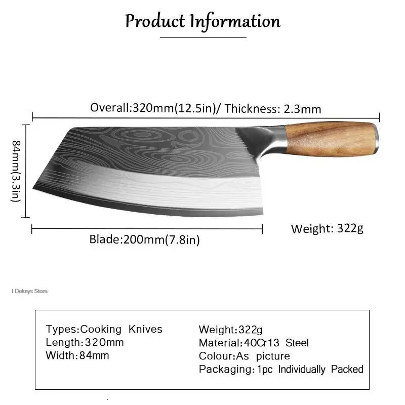 Kitchen Butcher Knives Laser Damascus Professional Japanese Chef Knife Stainless Steel Knife Meat Cleaver Cooking Chef Knife 250325
