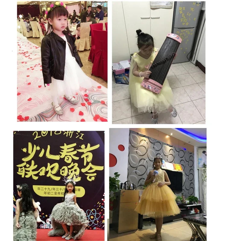 Heeled Dancing Shoes Due To Gold for Girls Glitter Shoes Heels Girls Princess Flowergirl Dresses Golden Girl Child Shoe for Wed 250326