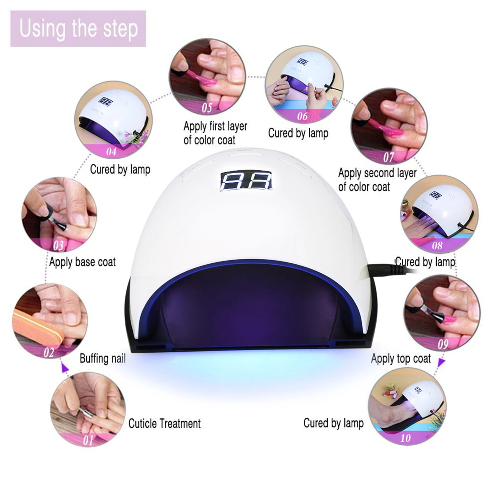 UVLED nail dryer lamp is used for polishing and curing of gel with intelligent sensor handle foot treatment tool 250325