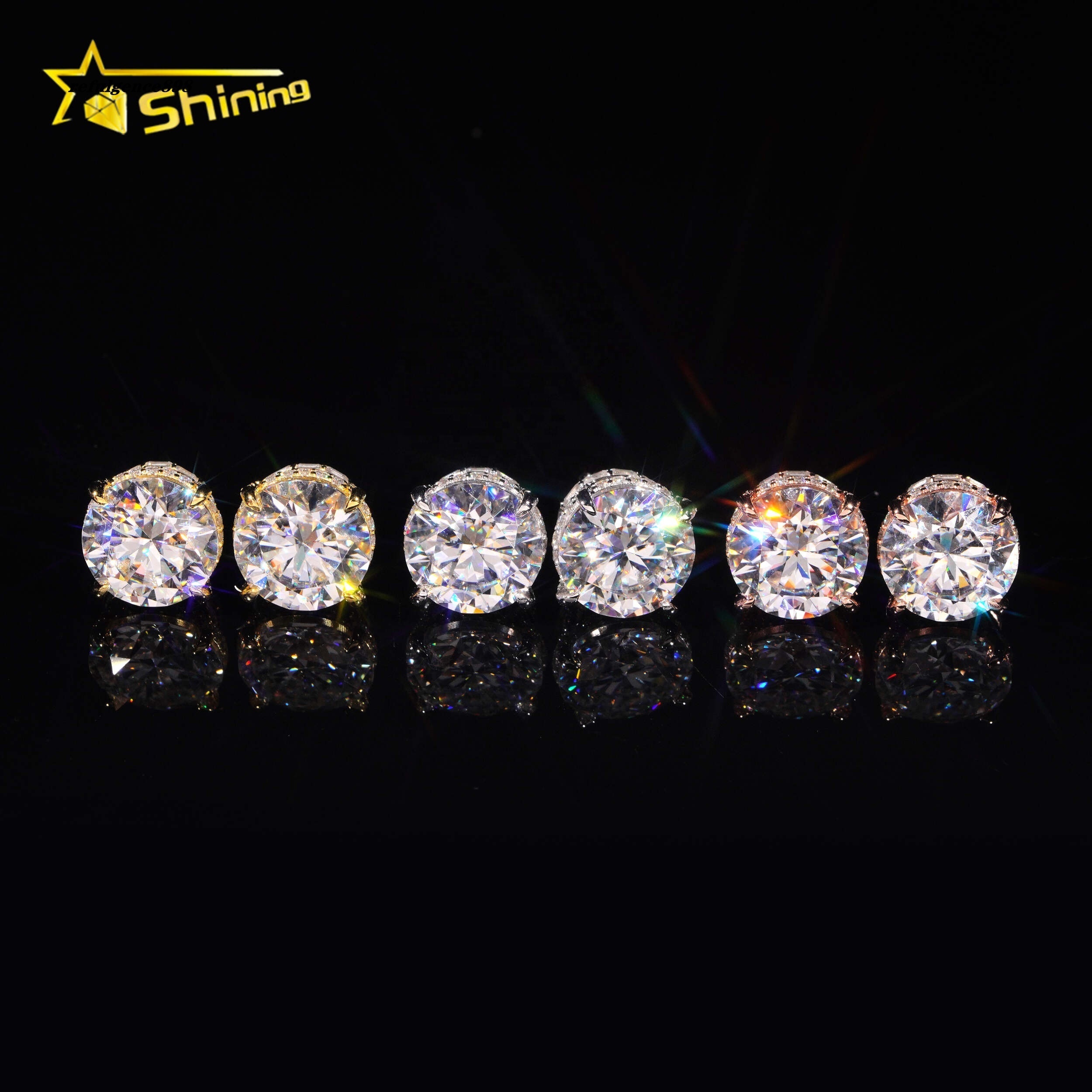 GRA Certificate High Quality Luxury Big Size 13mm Diamond Iced Out 925 Silver Stud Moissanite Hip Hop Earrings