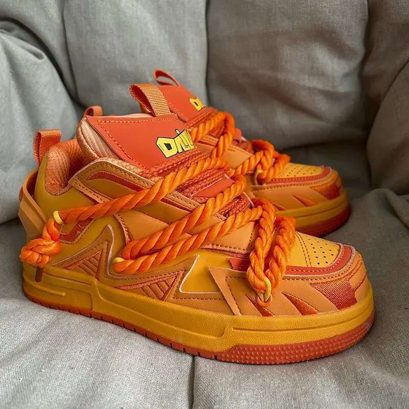 Designer Shoes With 41 42 Retro Fashion Running Women's Men's Sports Design Orange Black White Thick Soled Sports Shoes Women's Plus Si