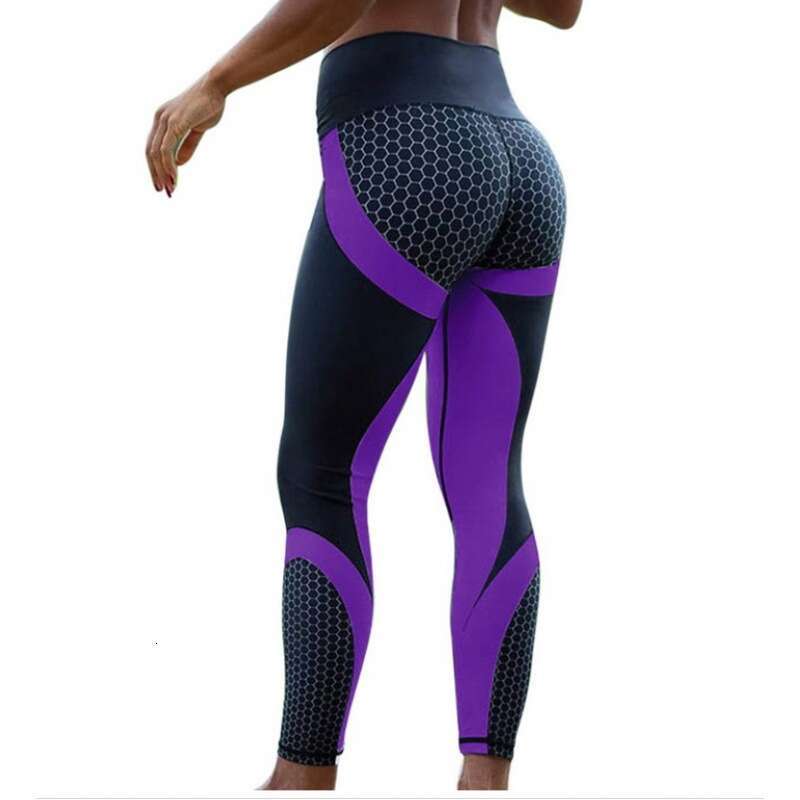 Women Yoga Pants Honeycomb Digital Printed Pants High Waist Hip Lifting Yoga Suit Sports And Fitness Quick Drying Pants
