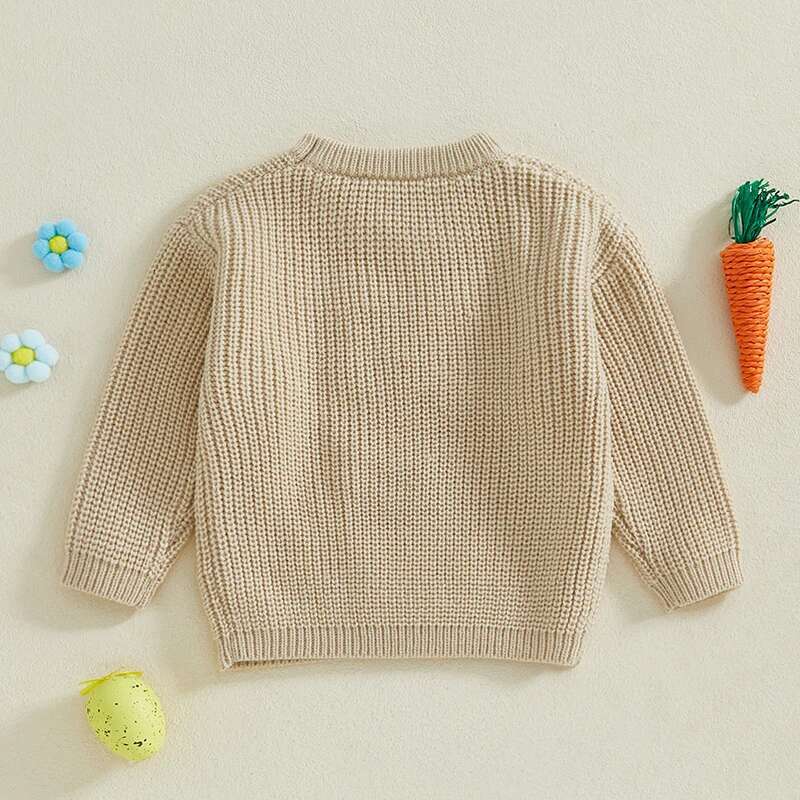 Ddmyshoesvip Adorable Infant Easter Sweaters With Cute Bunny Ears Embroidery Long Sleeve Round Neck Pullover For Toddler Girls And Boys