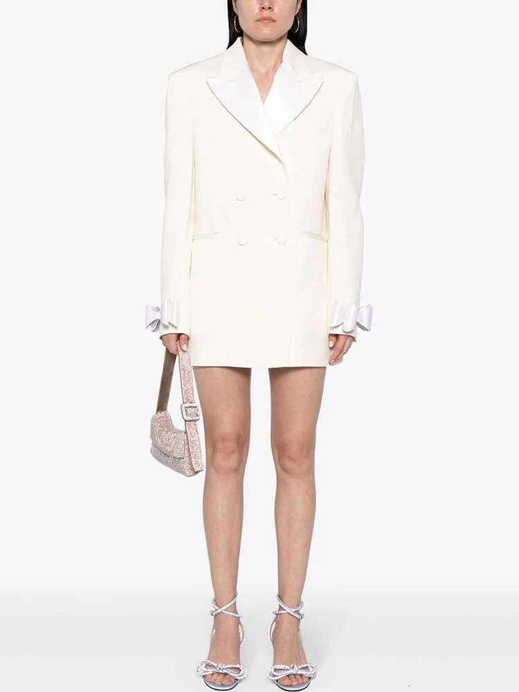 HIGH STREET Newest 2024 Designer Fashion Women's Double Breasted Bow Blazer Dress