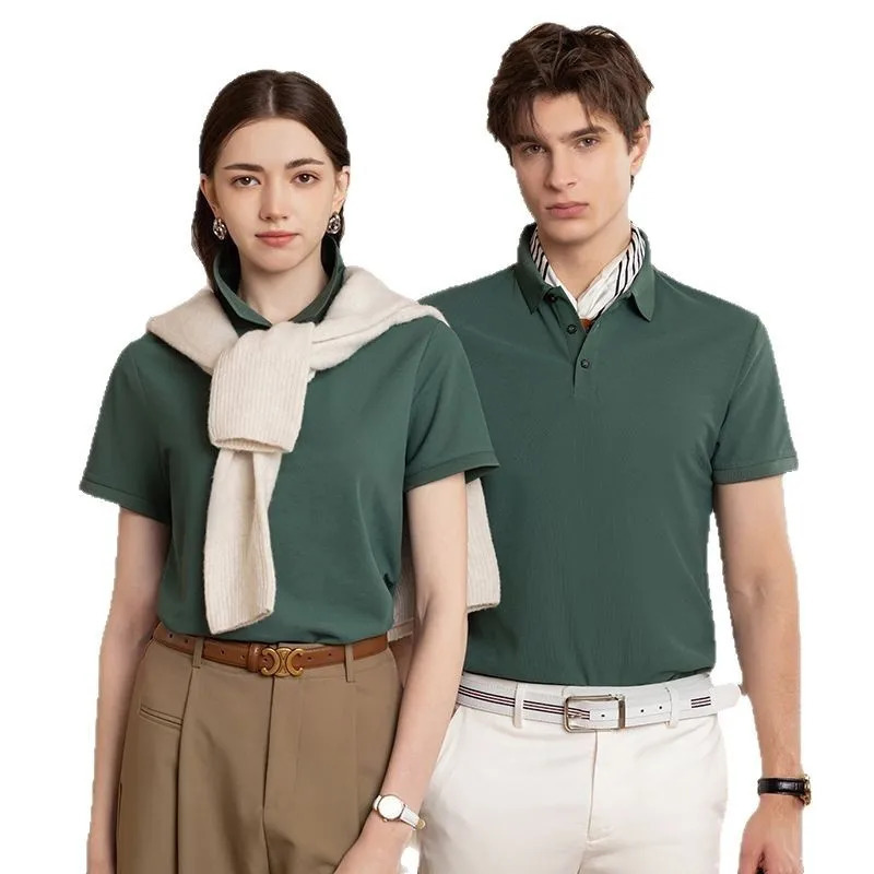 Mens Shirt Fashion Street Clothing Polo Neutral Solid Color Casual Short Sleeve Collar and Womens 250327