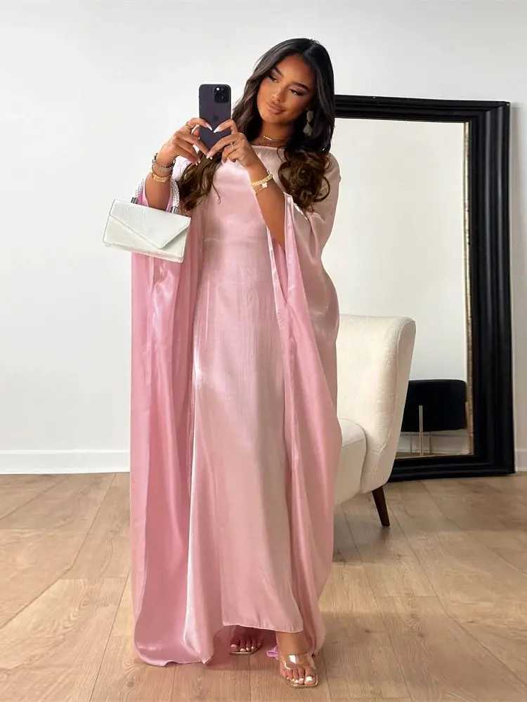 Ramadan Eid Summer Satin Batwing Abaya Dubai Women Islam Muslim Maxi Kaftan Dresses Ka Caftan Marocain Robe Femme Musulmane X250514