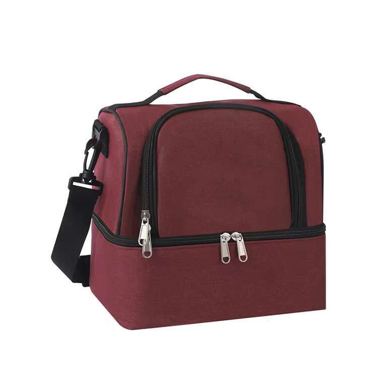 25 Hot Selling 300D polyester large capacity double-layer picnic insulated and in hand bag, lunch refrigerated bag