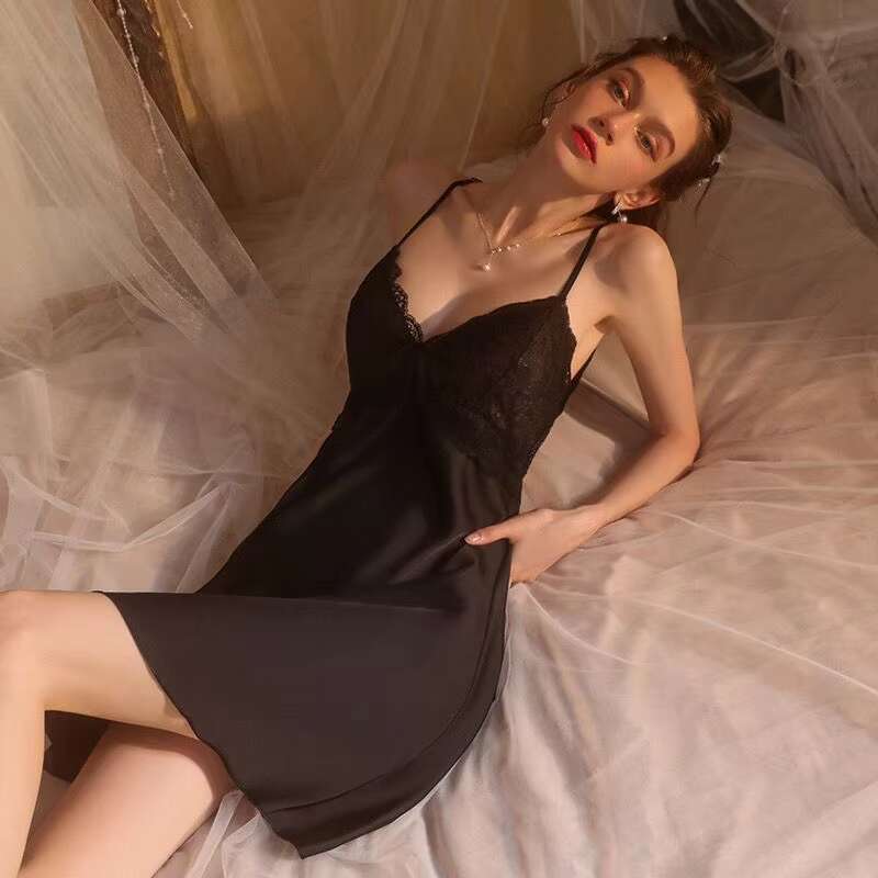 2024 Sexy Backless Nightwear Night Dresses Present Have Bra Underwear Sleepwear Slip Dress Ice Satin Women's Silk Pamas