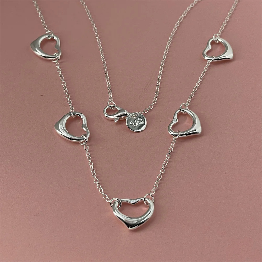 Wholesale 925 sterling silver necklace starfish heart water droplets rose beads charm pendant womens party jewelry gift 250325