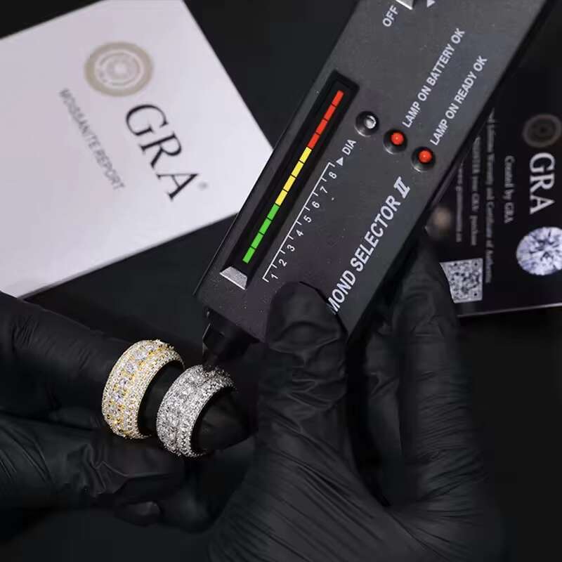 Hip Hop Iced Out Sier Pass Dia Tester 5 Rows VVS Moissanite GRA Rapper Dazzling Sparkly Eternity Band Ring for Men