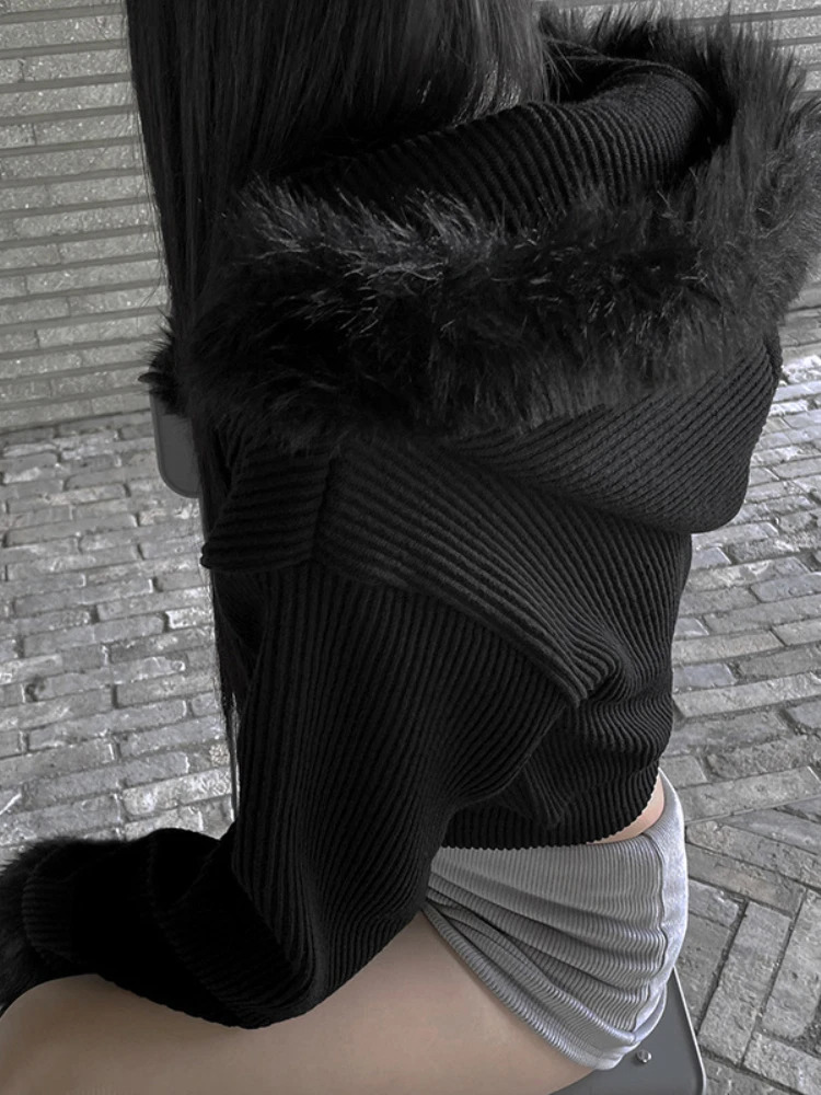 AltGoth Y2k Winter Warm Corduroy Coats Women Mall Gothic Streetwear Hipster Grunge Emo Alt Long Sleeve Hooded Crop Jackets Femme 250322