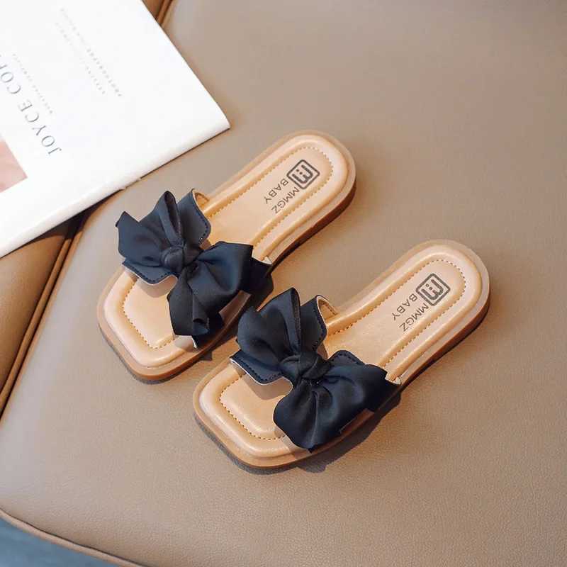 Slipper Bow anti slip childrens fashionable princess shoes open toe childrens summer beach shoes apartment anti slip 2024 S25326