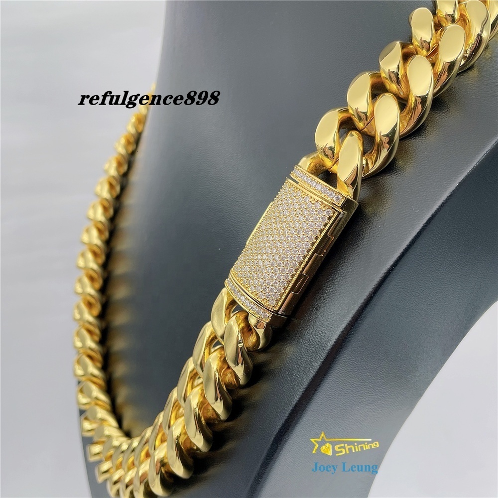 Hip Hop Jewelry Box Lock Moissanite VVS Cuban Chain Stainless Steel Cuban Chain Necklace