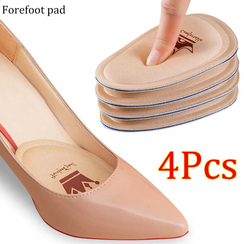 4pc Forefoot Pad High Heels Nonslip Pain Relief Insert Half Insoles Round Toe Cushion Foot Care Pads 250306