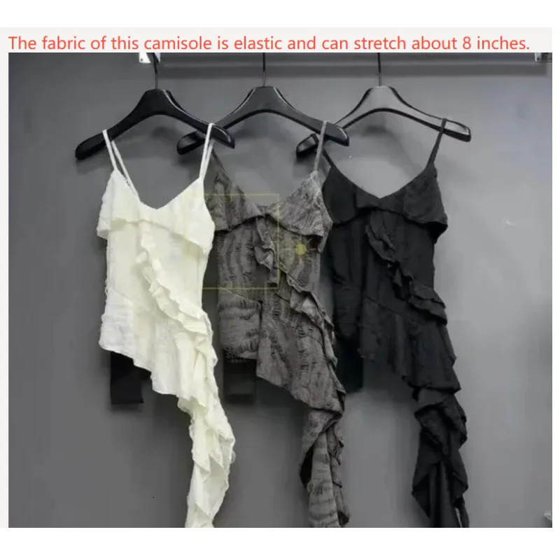 Spicy Girls Camisole VNeck Short Sleeve Top Sexy Womens Irregular Tshirt and Shirt Gothic Ruffle Tank 250326