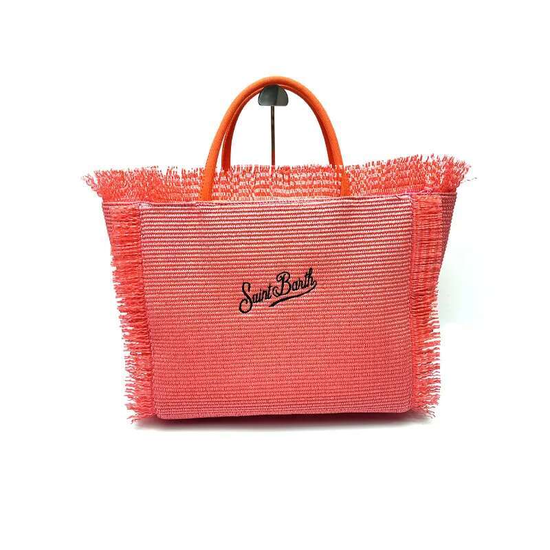 2024 New Women's High-Capacity Beach Tourism Straw Mat Handmade Tassel Handbag Tote Bag