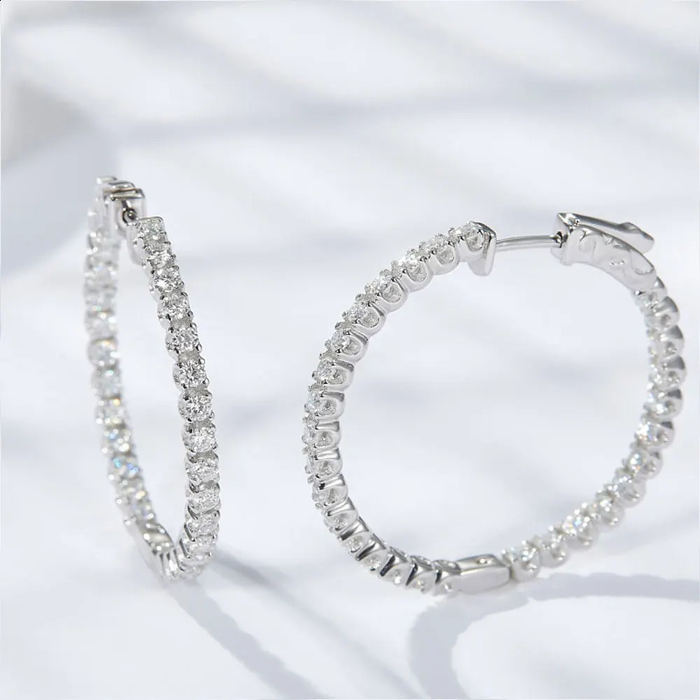 Hoop Earrings for Women GRA Certified 2mm D VVS1 s925 Sterling Silver Plated 18k White Gold Diamond Wedding Earring 250318