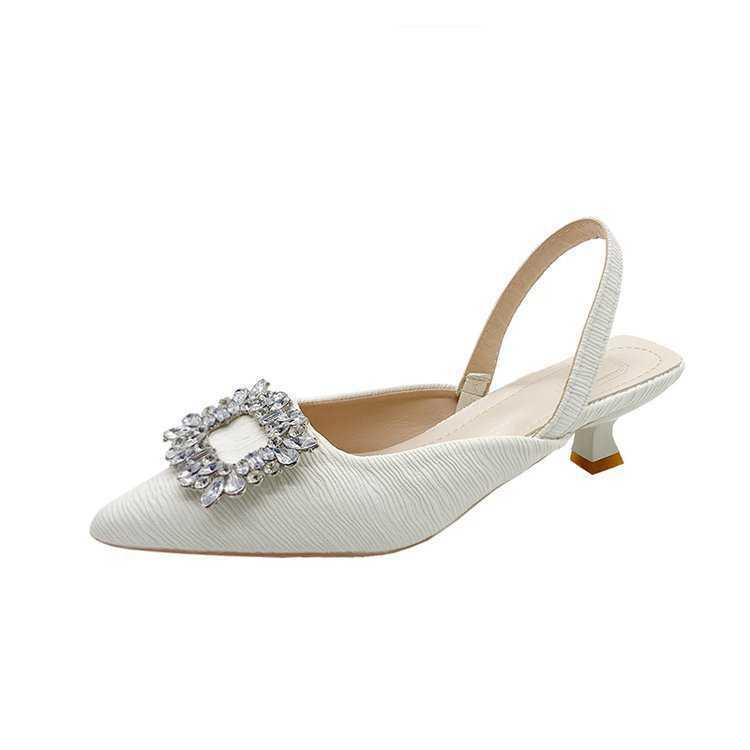 Sandals Womens New Fairy French Gentle Water Diamond Pointed Rear Tripping Strap Thick Follow Up Shoes