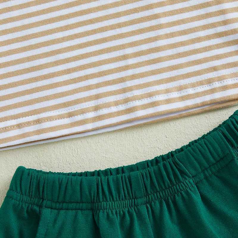 Preschool boy farm baby boy tractor embroidered short sleeved T-shirt solid shorts set 2-piece setT250327
