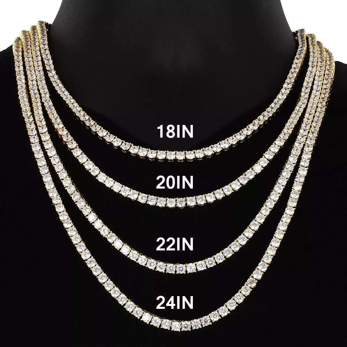 Fine Jewelry 3mm 4mm 5mm 925 Sterling Silver Vvs Moissanite Tennis Chain Iced Out Diamond Tennis Chain Necklace For Men Women