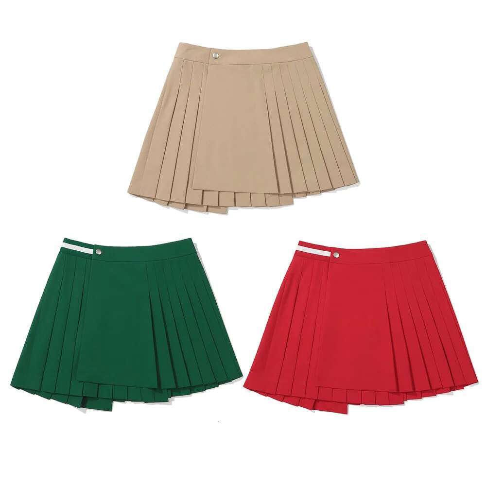 2025 Spring Summer New Korean Style Golf Women's Light And Anti-Exposure Short Skirt, Asymmetrical Sports Quick-Drying Fashionable Pleated Skirt