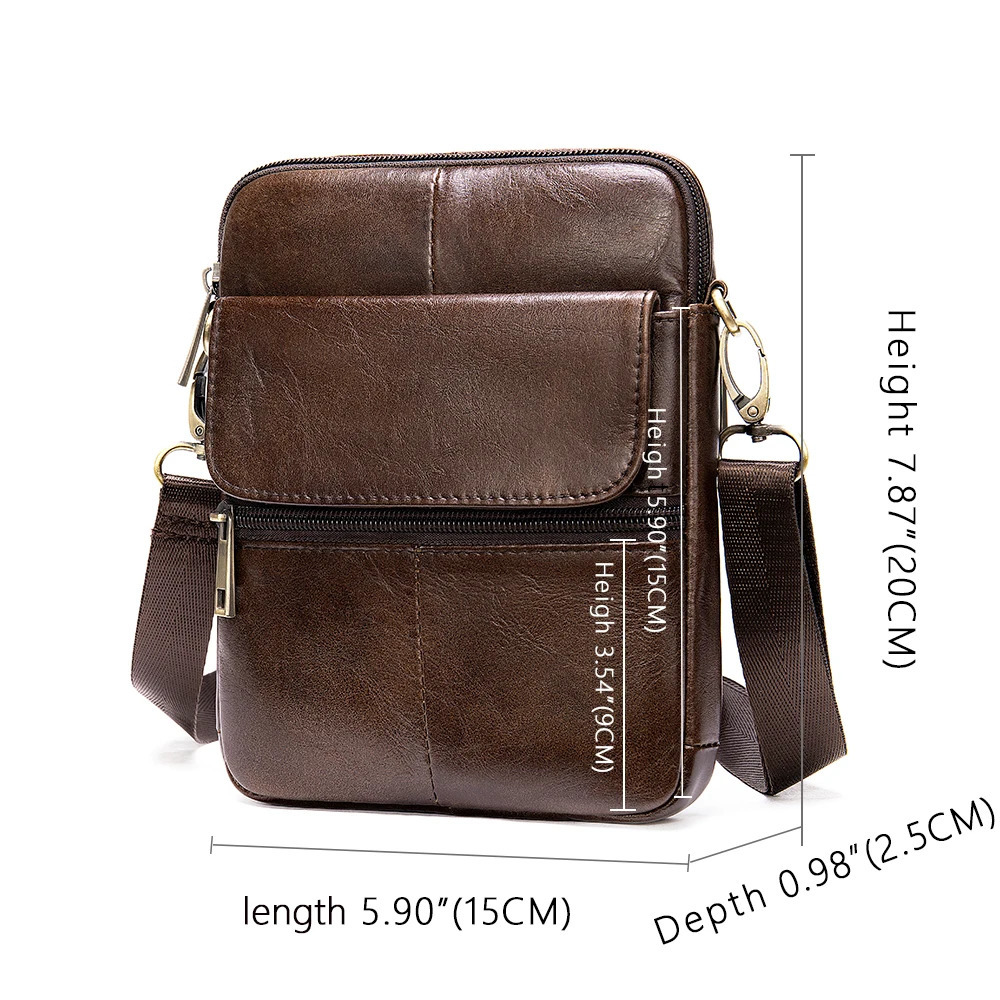 Luufan mens leather shoulder bag mini travel cross body flip 250326