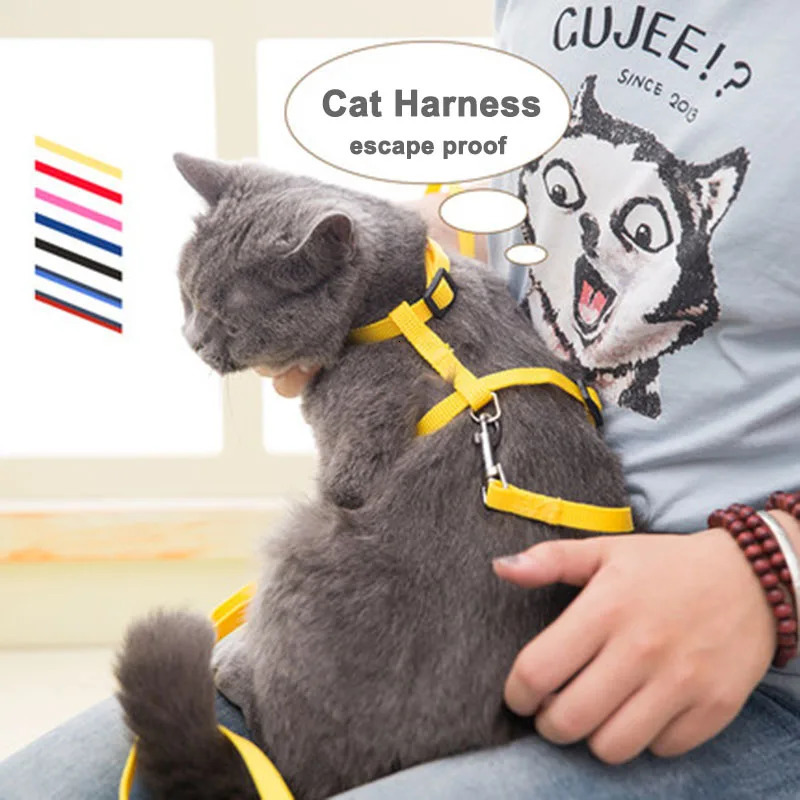 Lightweight Adjustable Cat Harness and Leash Set Escape Proof Kitten Strap Collar for Walking Travel Small Animals Puppy Harness 250326