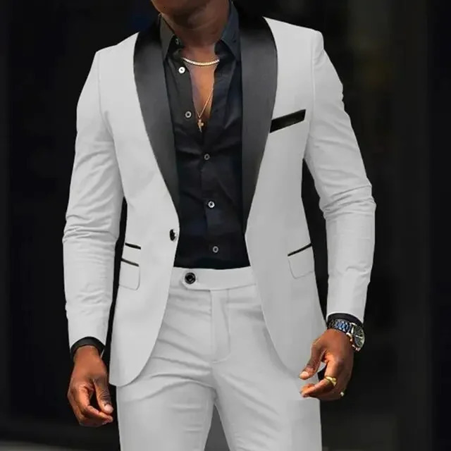 2 solid casual mens wedding dresses ultrathin fit shawl lapel jacket pants n party dance ball set business suit 250326