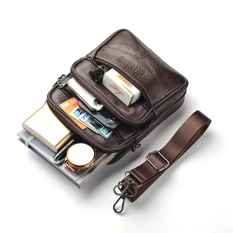 Mens leather cross body bag vertical fashionable multifunctional shoulder briefcase casual travel messenger 250326