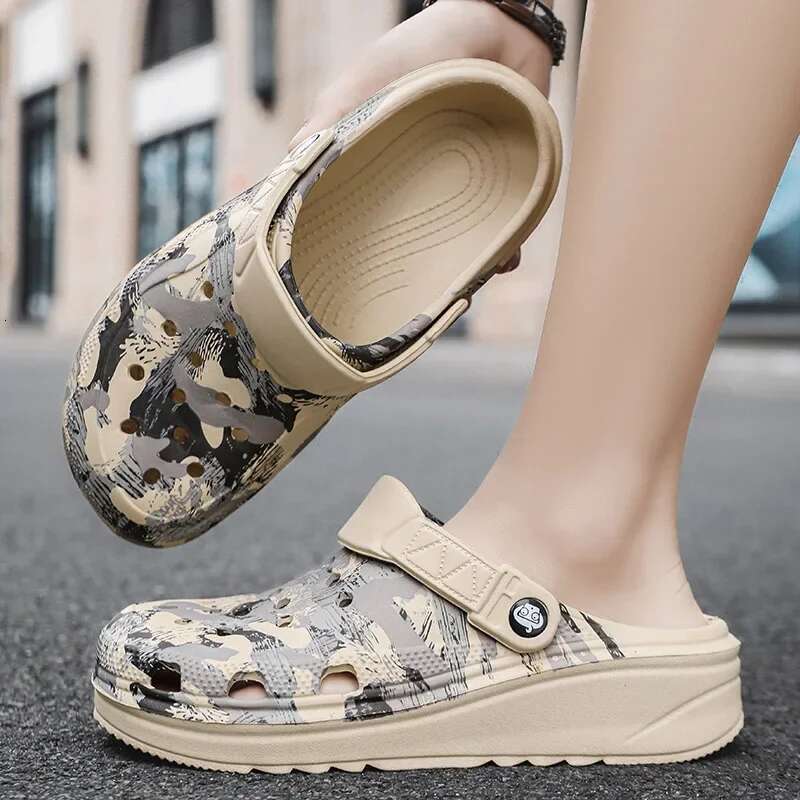 Men Slippers Camouflage Platform Outdoor Summer Clogs Shoe Women Beach Sandals Male Soft EVA Indoor Home Slides Lover Flip ps