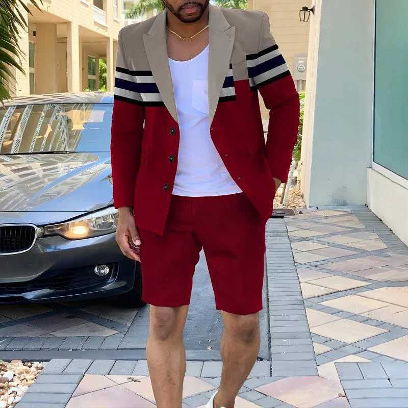 Mens Summer Single Chest Set 2023 Mens Business Office Shorts Set Fashion Casual Long Sleeve Two Piece SetXJ250326