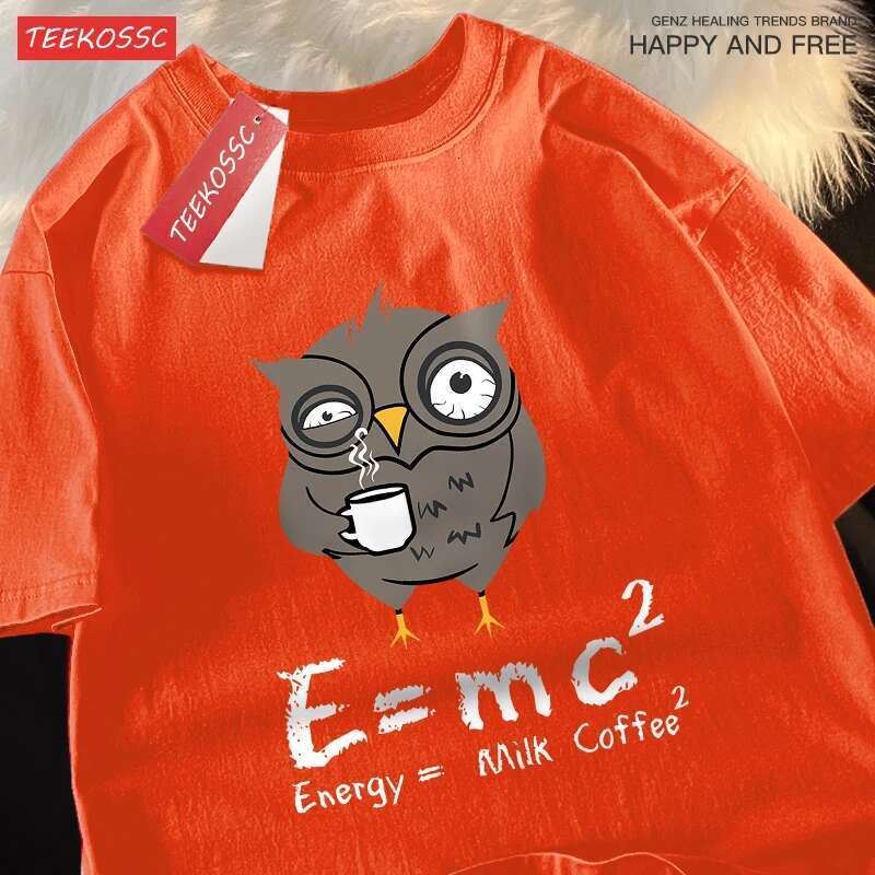 Men s oversized cotton T shirt fun formula print patterned couple clothing streetwear energy milk coffee