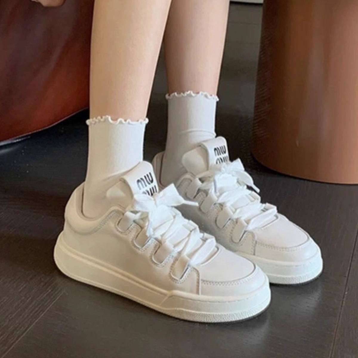 Designer casual shoes Thick soled white women's new spring sneaker woman single shoes fashion all match lace up sneaker for ladies 35-40
