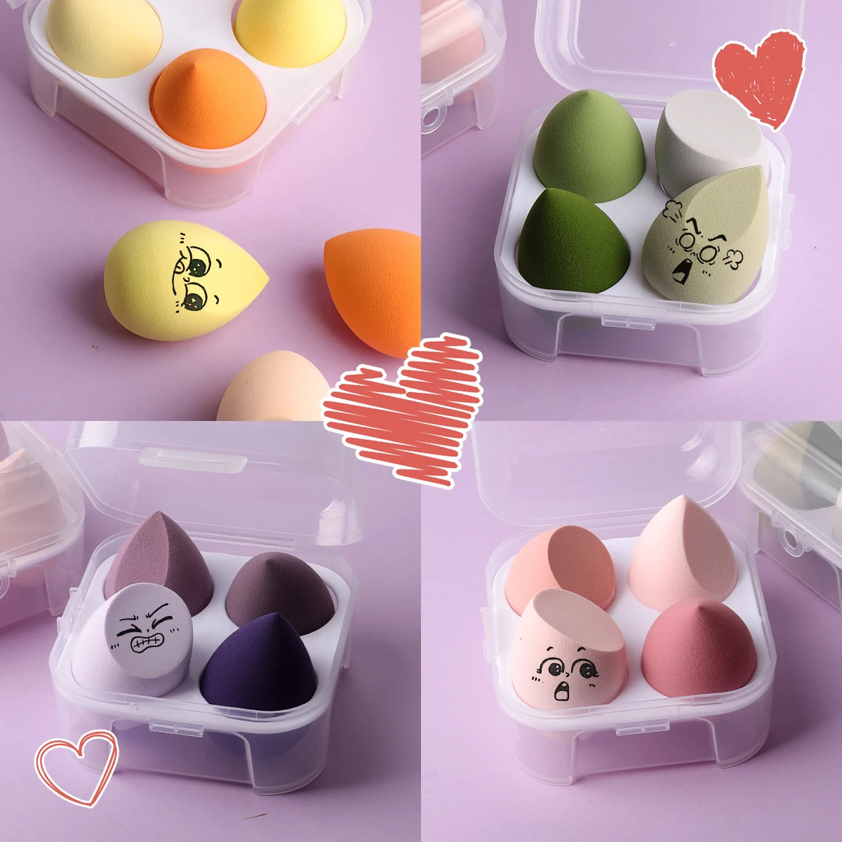 IMAGIC Sponge 4pcs/Set Makeup Puff Cosmetic Latex Soft Beauty Ball Foundation Powder With Box Wet and Dry Colorful Makeup Tool 250317