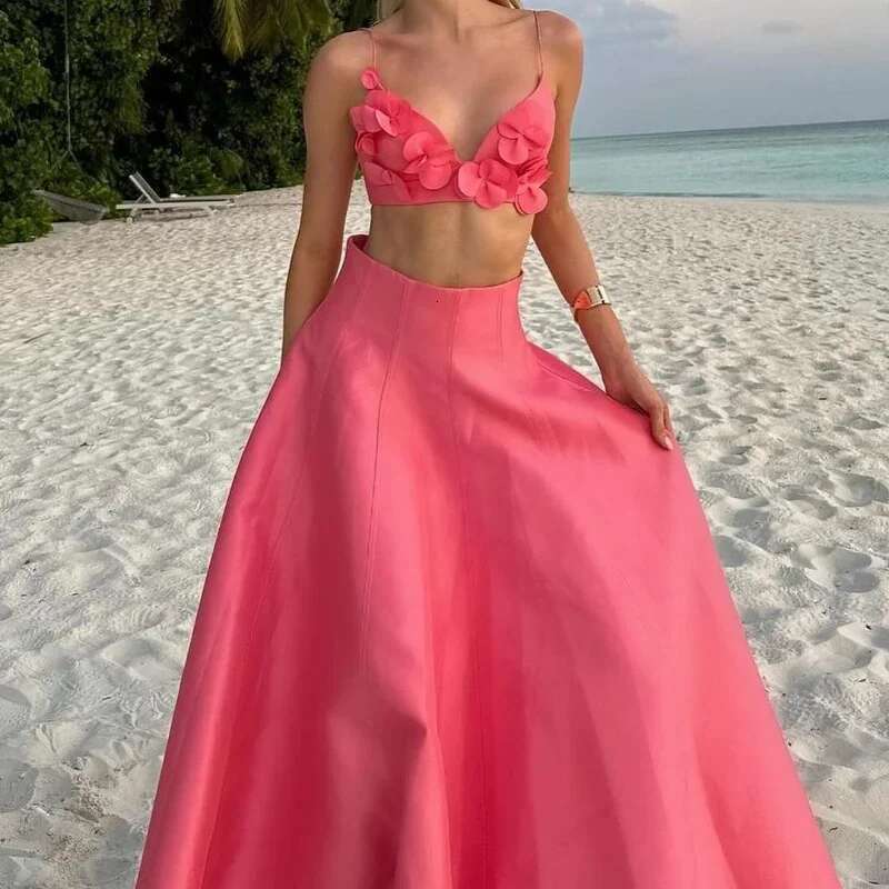 Women's Coat Elegant 3D Wer Vest Skirts Set Women Sexy V Neck Sg Top A E Maxi Skirt Suit Female New Party Club Evening Outfits