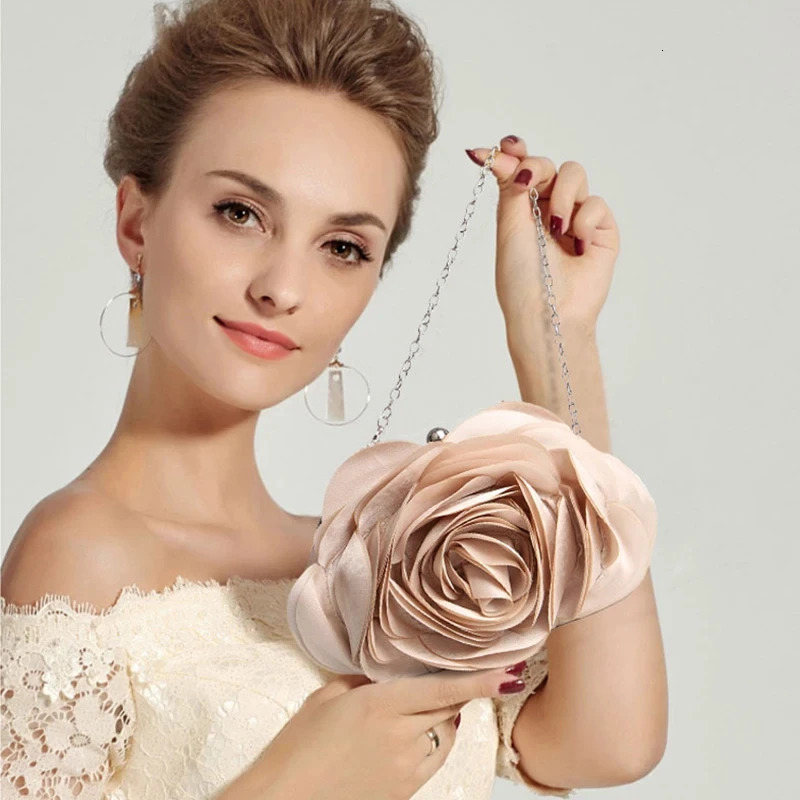 Womens evening bag portable floral bridal small wallet complete set of party handbags wedding womens chain clutch 250326