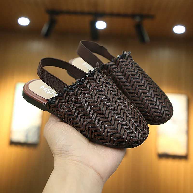 Slipper Spring and summer girls shoes woven and knitted design childrens flat shoes childrens summer sandals princess sweet and soft fashion S25326