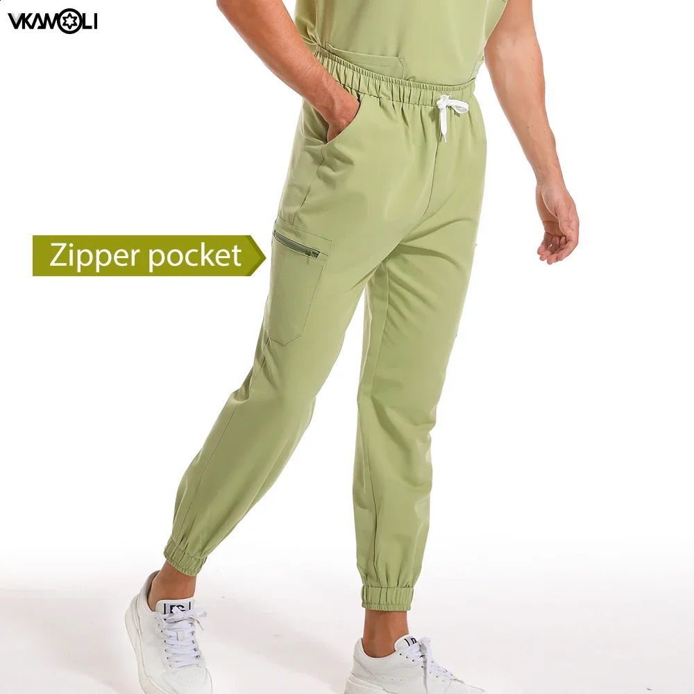 Multi colored stretch fabric clinical laboratory uniform tops and runners XS XXL mens workwear detergent set 250326