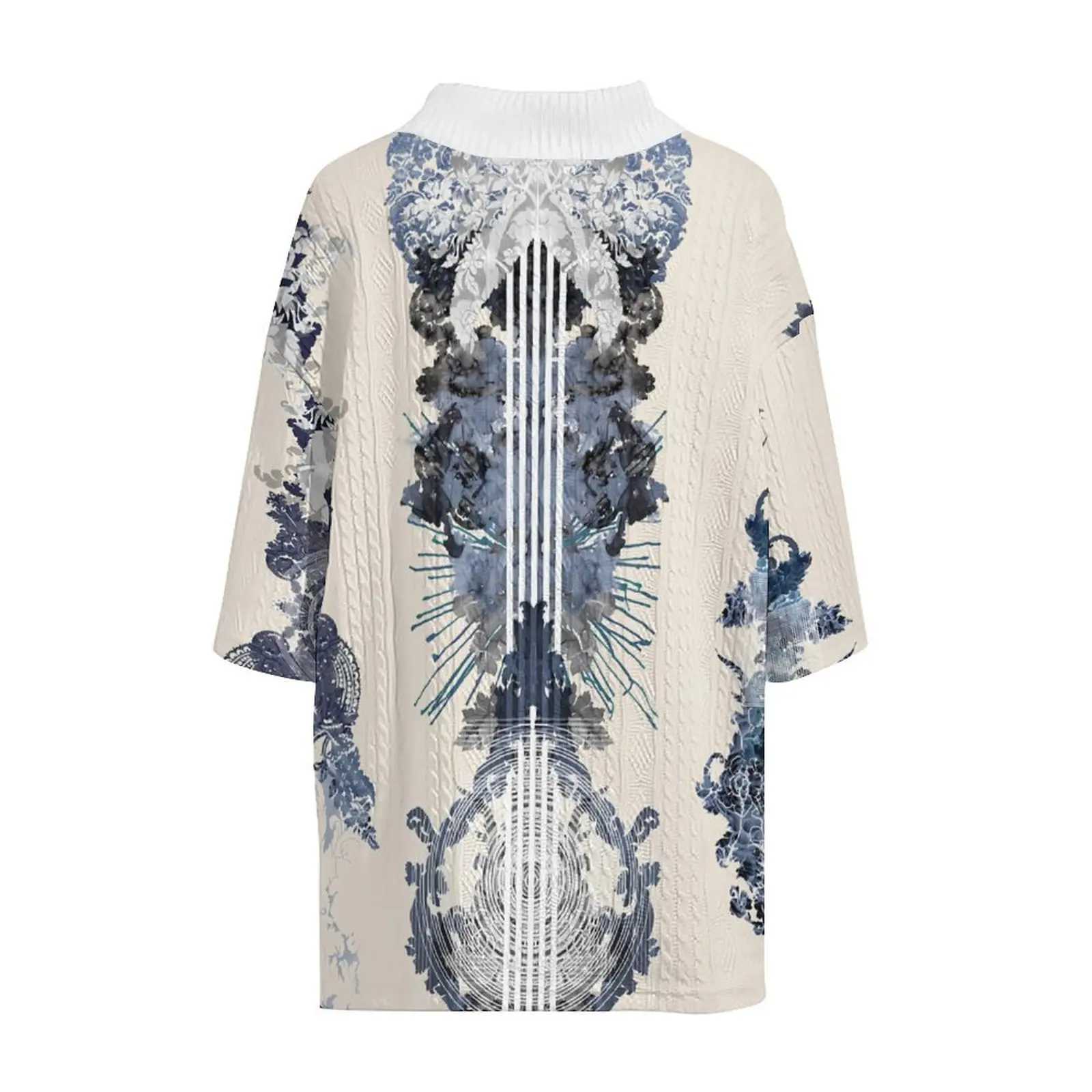 American classic printing traditional jacquard loose street personality trend mens V-neck hanging shoulder casual short sleeved shirtXJ250326