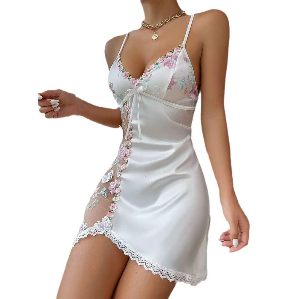 Factory Price Embroidery Paired With Pama Women's Perspective Sexy Pamas