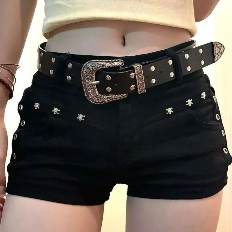 Y2K denim shorts for women low waisted river solid color street clothing fashionable and casual juku style wrapped buttocks tight jeans sexy spicy gir